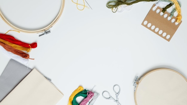 Biurko z narzędziami do haftu